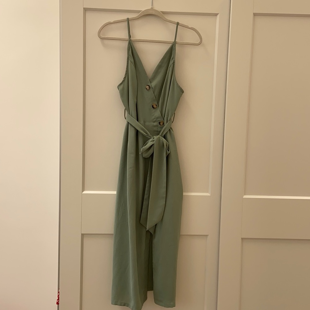 Sage green Spaghetti strap midi
